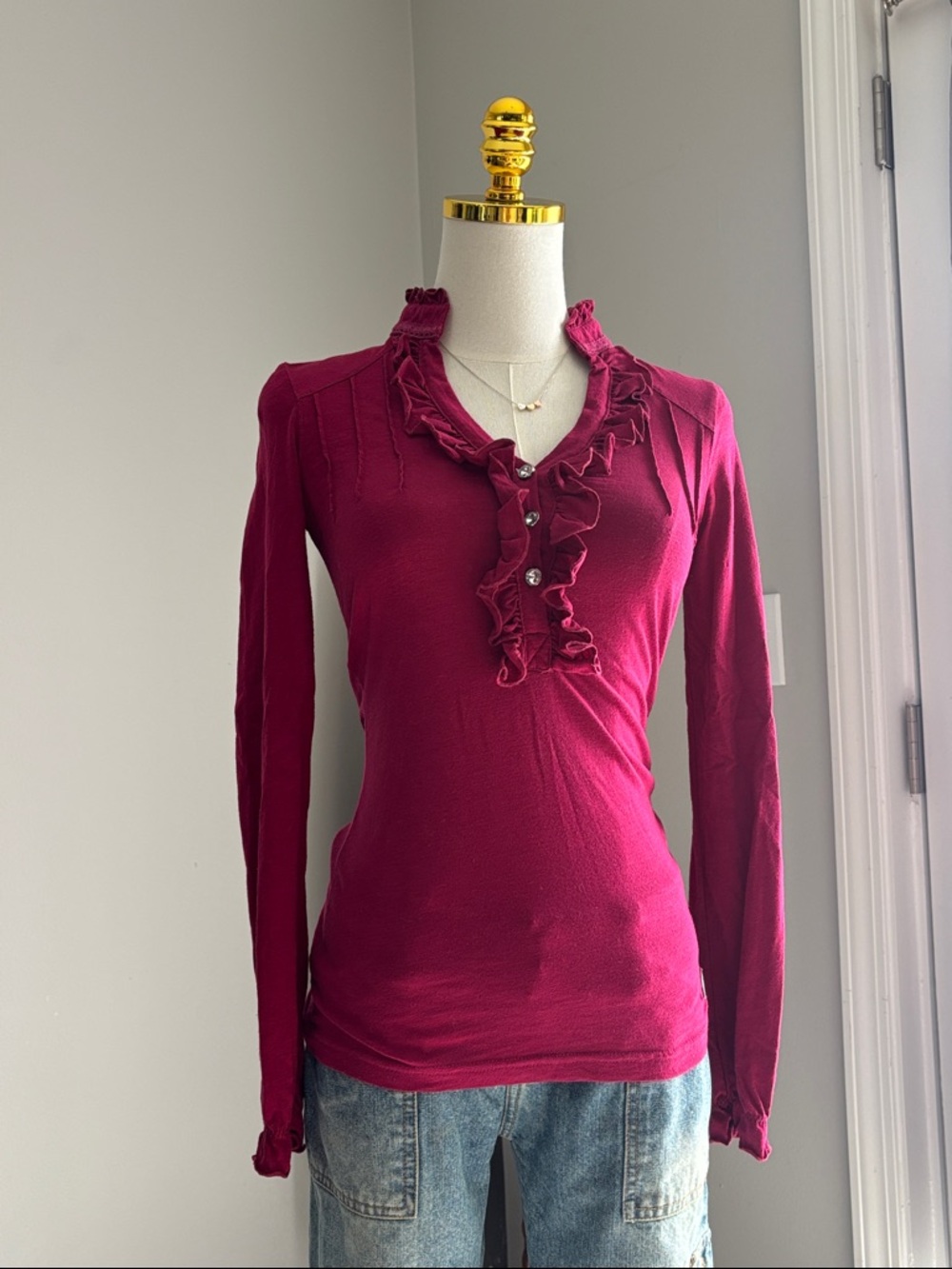 Buffalo David Bitton Crimson Ruffle Blouse